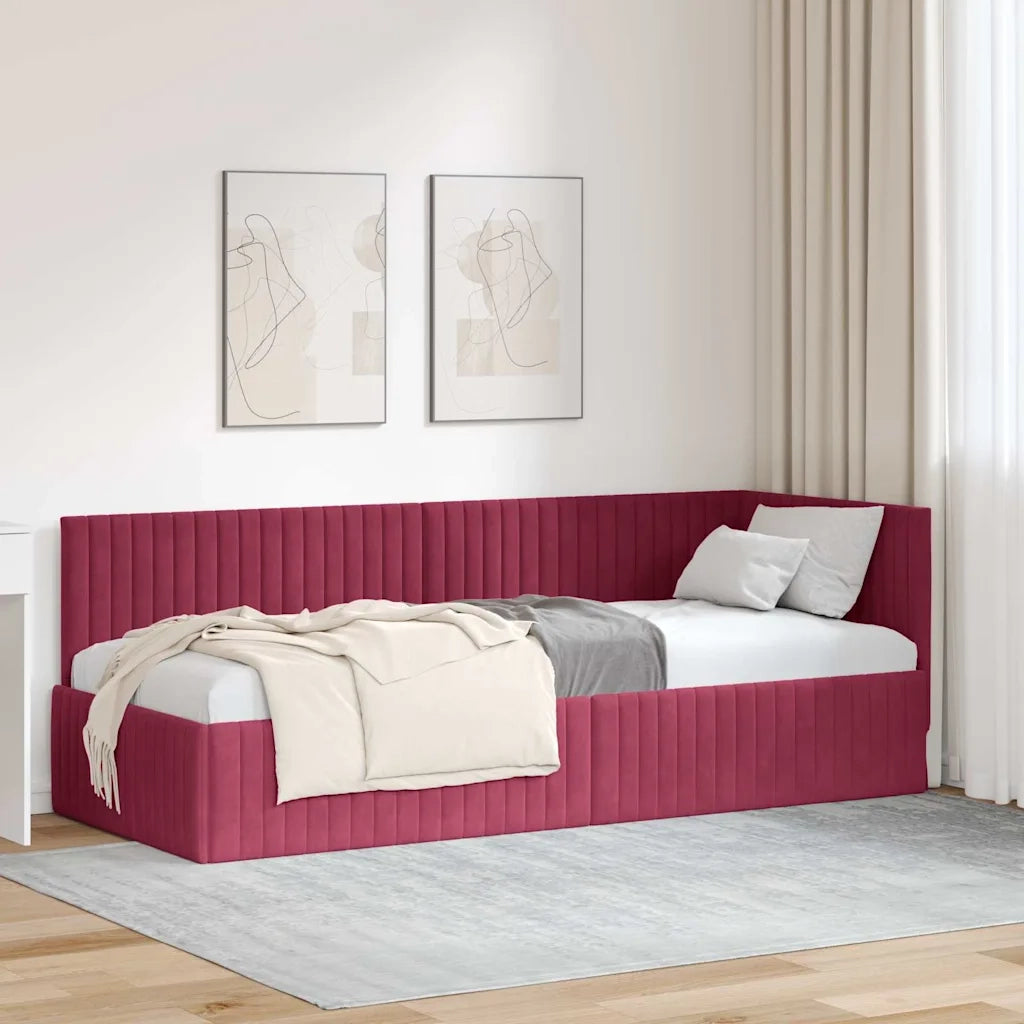 Cornice del letto ad angolo Rosso Vino 80 cm x 200 cm Velluto 42016250