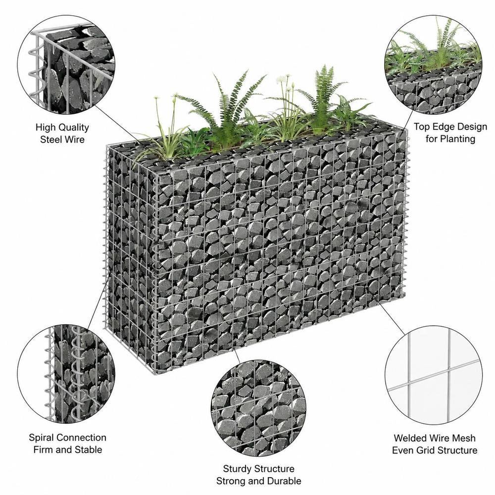 Gabion Raised Bed Galvanized Steel 90x30x60 Cm
