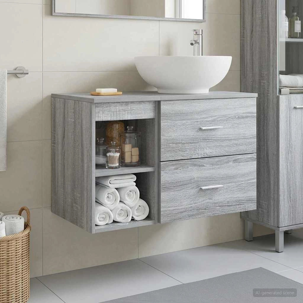 Set di mobili per il bagno 2 pz Sonoma grigio 3403917