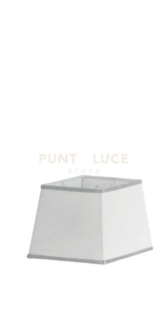 TC.4018D20 PARALUME PIRAMIDE 20X20CM SCHANTUNG-BIANCO E ARGENTO ATTACCO E14