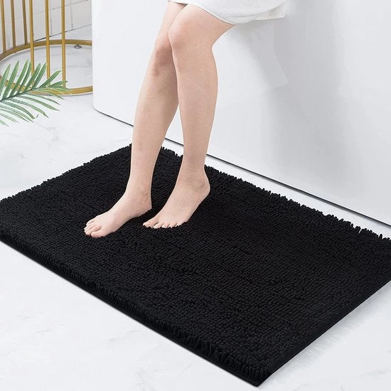 Tappeto di assorbimento per bagno - Antiscivolo - Materializzato in microfibra - Nera - Dimensioni 60 x 90 cm
