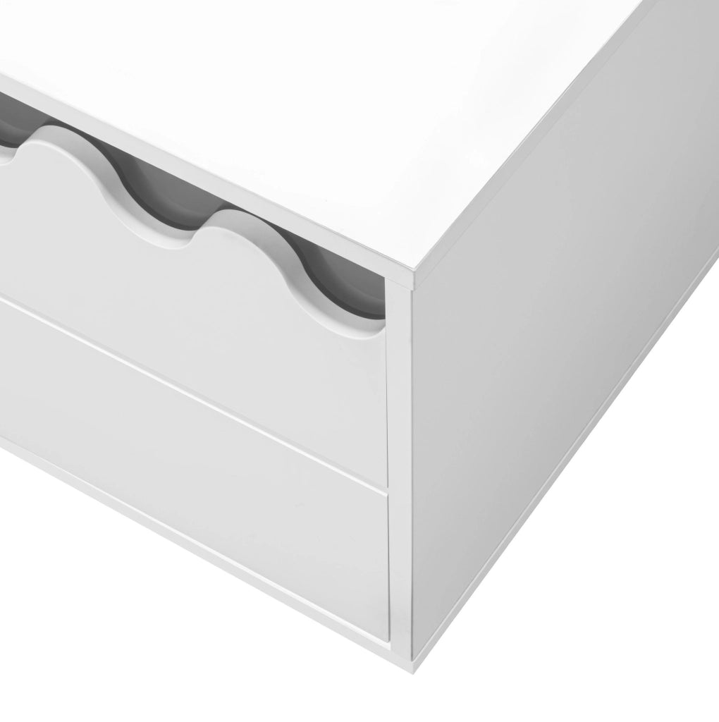 Mobile TV 170x40x45 cm con 4 ante e design ondulato in MDF e pannello truciolare bianco