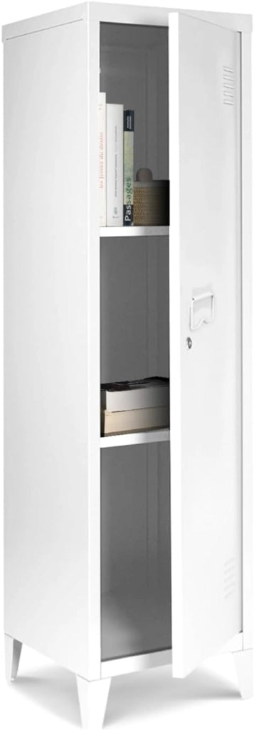 Armadietto ESTER con porta in metallo bianco, design industriale