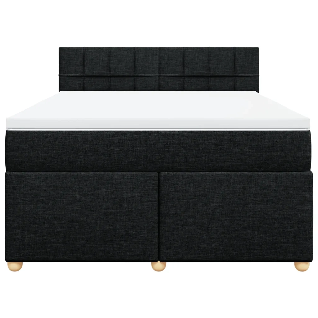 Giroletto a Molle con Materasso Nero 160x200 cm in Tessuto