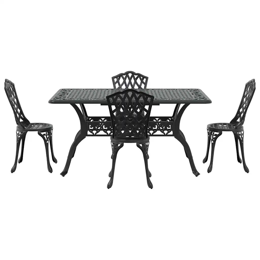Set da Pranzo per Giardino 5 pcs Nero Alluminio