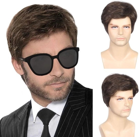Pruik corta a strati con capelli castani - Costumi per feste tematiche - Prugne per Halloween - Prugne per film - Prugne naturali - Accessori per capelli