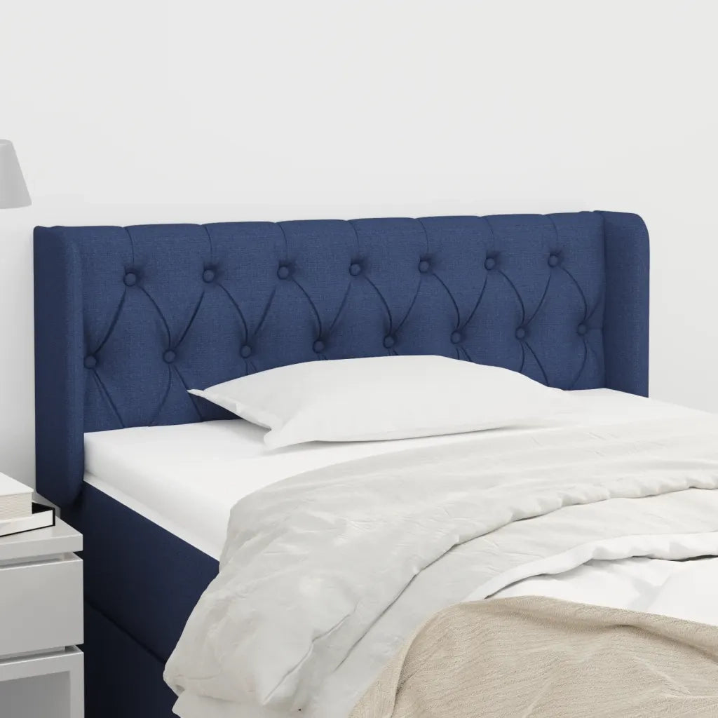 Testiera | Testata ad Orecchio Blu 93x16x78/88cm in Tessuto