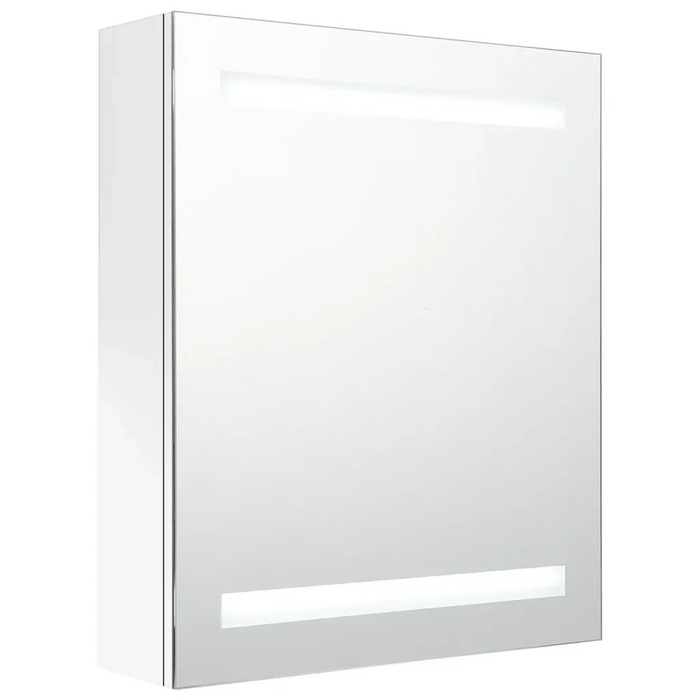 Armadietto Bagno con Specchio e LED Bianco Lucido 50x14x60 cm 326486