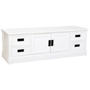 Mobiletto basso in legno bianco con 2 ante 4 cassetti 154x45x51,5h cm