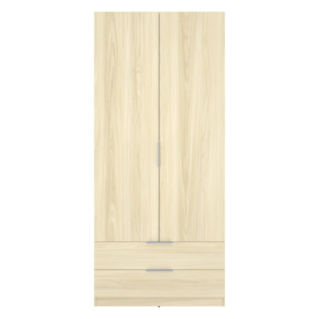 Armadio Camera da Letto Montclare, Guardaroba 2 Ante Appendiabiti, 51x204h cm Marrone