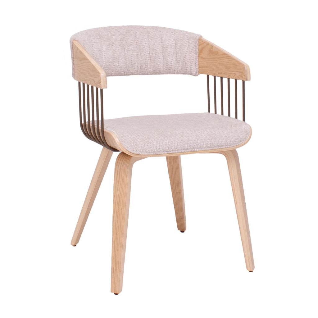 Brema - Set 2 Sedie Imbottiti 51x78x42,5 cm in Legno di Plywood e Tessuto Beige