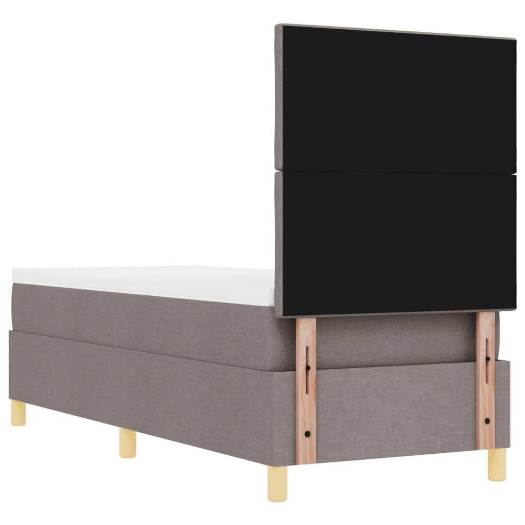 Letto con box spring con materasso e LED tortora 80x200 cm tessuto