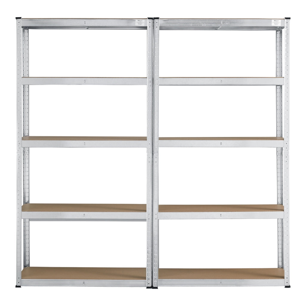 Set di 2 Scaffali in Acciaio Zincato con 5 Ripiani in MDF - 2 Scaffalature per Stoccaggio (AxLxP) 180x90x30 cm Struttura