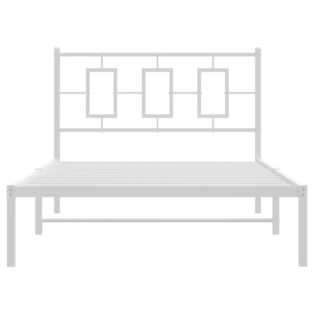 Letto singolo | Letto per adulti | Giroletto con Testiera Metallo Bianco 107x203 cm