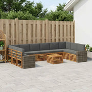 Set di divani da esterno 11 pcs Naturale e Antracite Poliestere