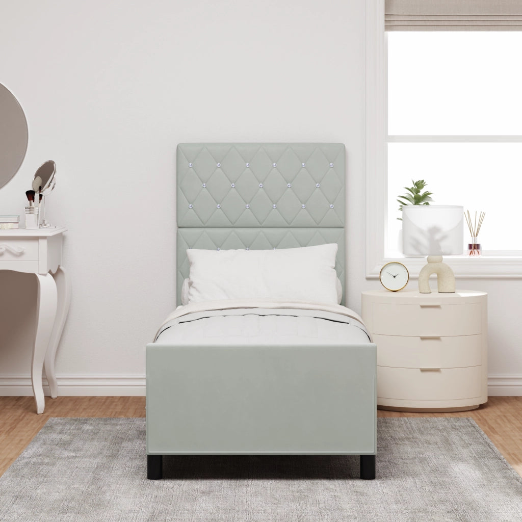 Struttura Letto in Velluto Grigio Chiaro 80x200 cm