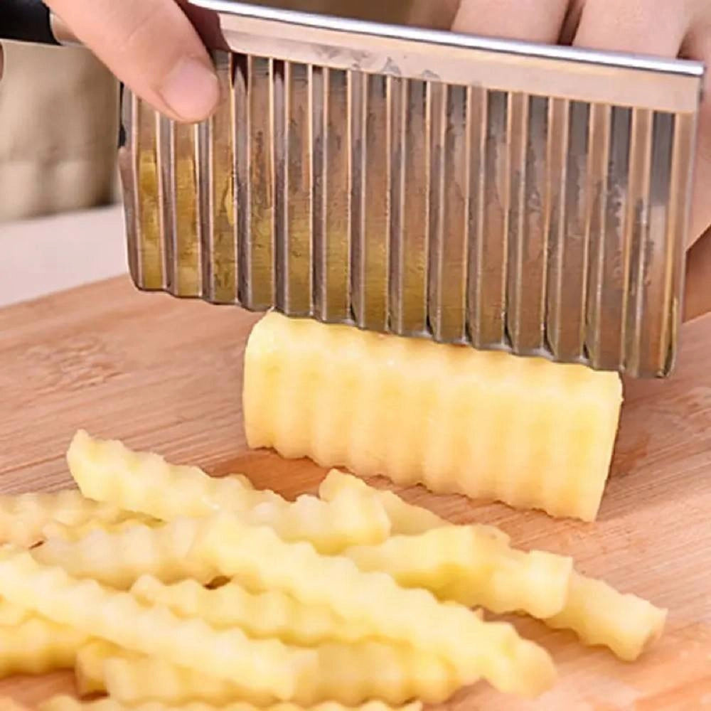 Trade Shop - Coltello Ondulato Per Patate Cetrioli In Acciaio Affettatrice Accessori Cucina -