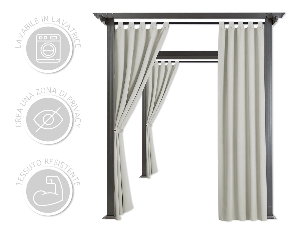 Tenda Per Gazebo Da Esterno Resistente 160 x 270 Cm Con Asole E Passanti Chiusura A Bottoni Antivento Antipolvere Uv Resistente Tende Da Sole Ombreggiante Terrazzo Multiuso 4 Pezzi - Grigio