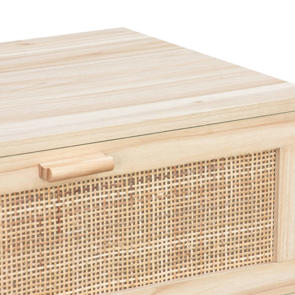Cassettone con effetto canna e legno a 6 cassetti