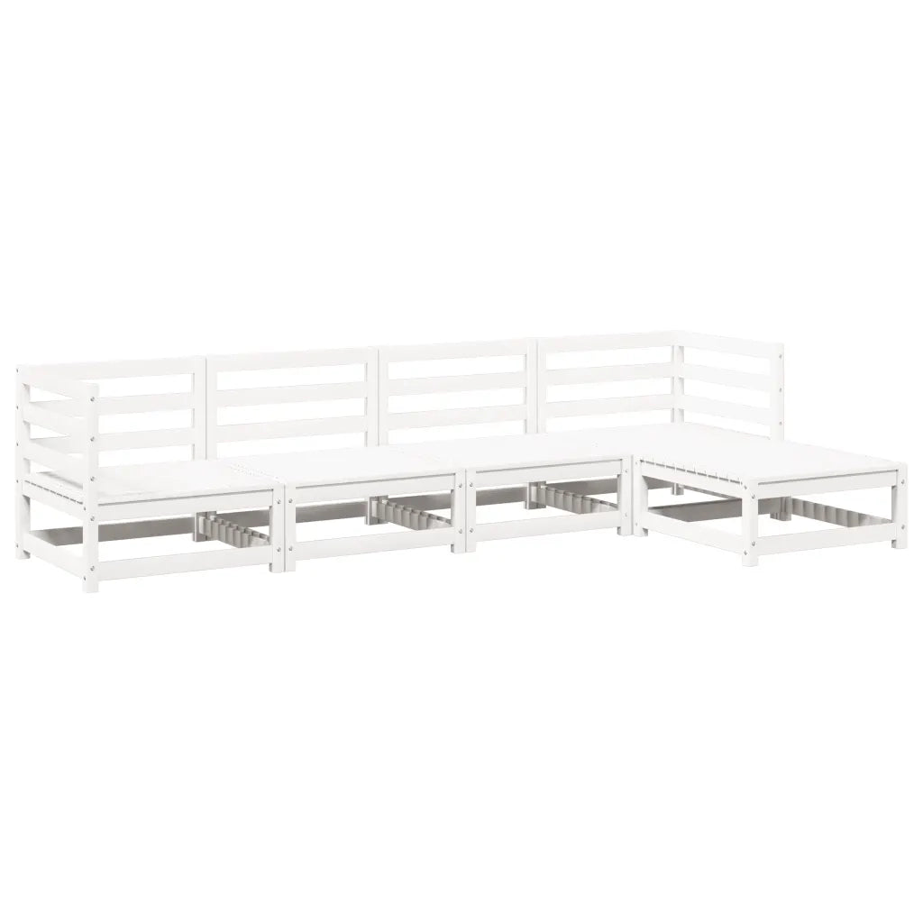 Set Salotto da Giardino 5 pz Bianco in Legno Massello di Pino 3299385