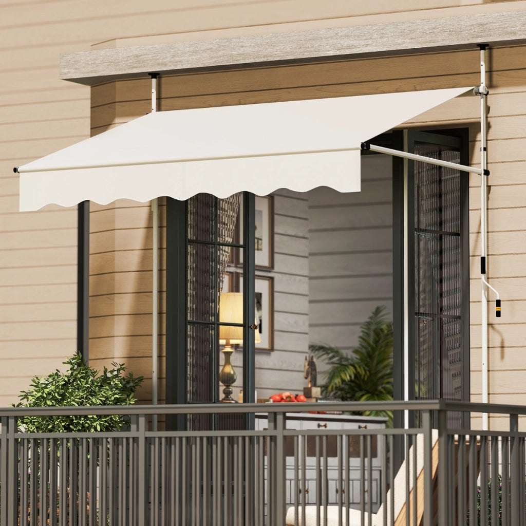 Tenda da sole regolabile in altezza con manovella per finestre e porte, Tenda da sole 200 x 300 cm Beige-Tende parasole