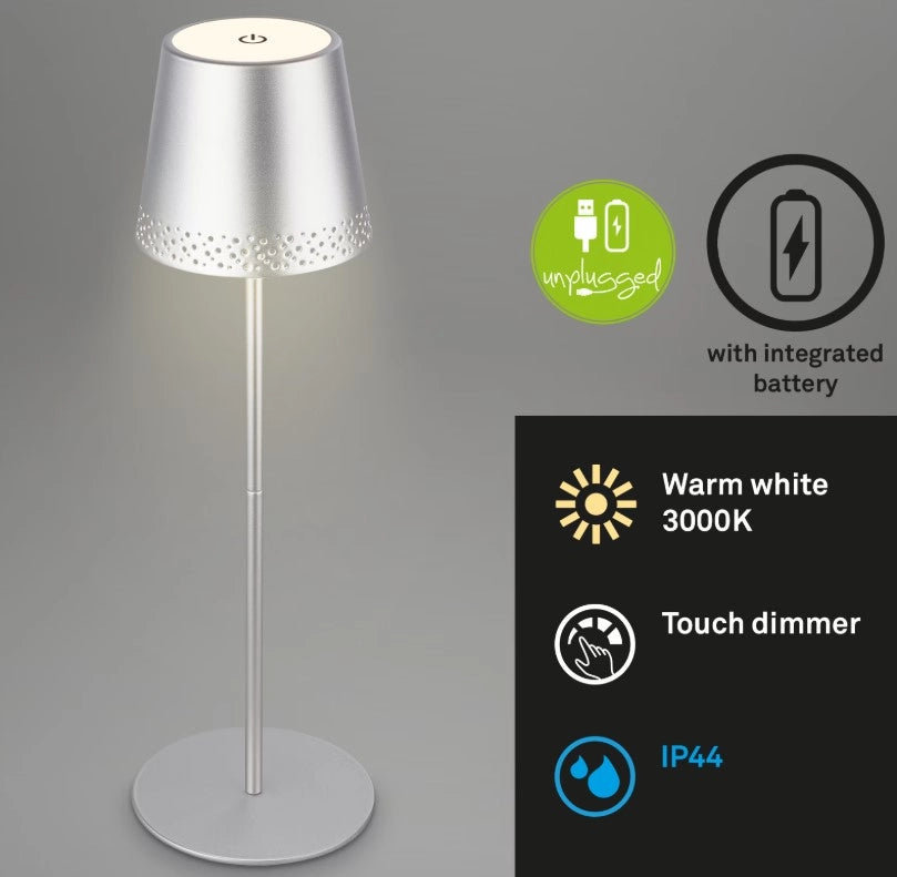 Kiki LED Lampada da tavolo a batteria 38 cm 2,6W 280lm  3000K cromo