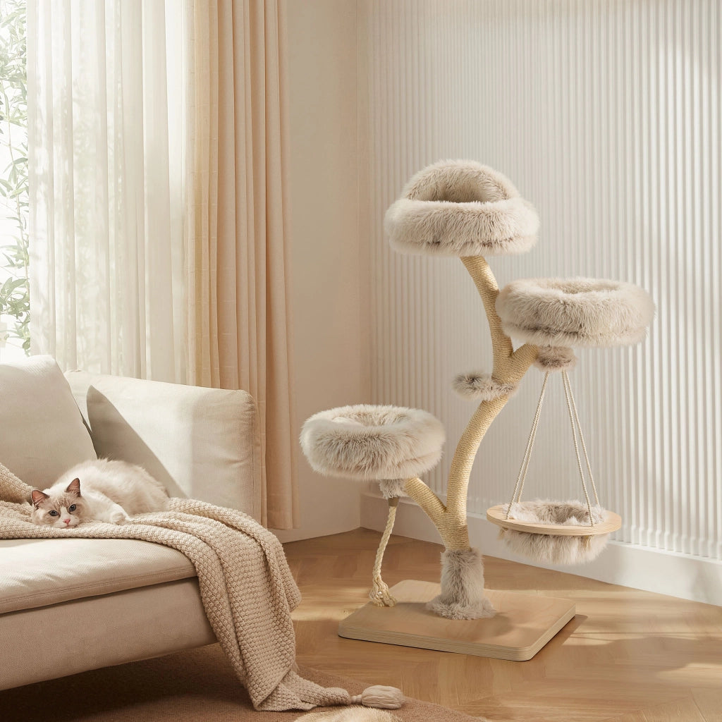 Fudajo Albero tiragraffi con design a rami 130 cm con peluche e sisal