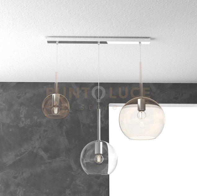 SOSP. CROMO RETTANGOLARE 3 LUCI VETRI (GRANDE AM + MEDIO TR + PICCOLO AM) 1155CR-S3 RMIX-TA