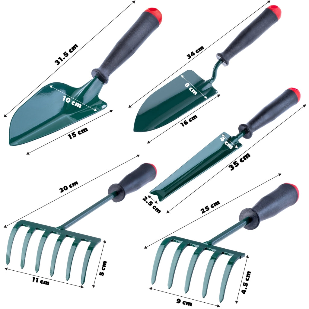 Set di attrezzi da giardino KADAX 5 in 1: rastrello, pala, tagliasiepi a uncino, Kadax