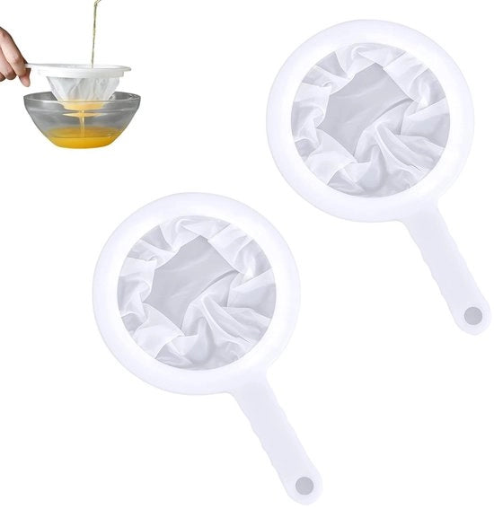 Set di 2 setole per cucina in nylon, setola fine con 200 fori e maniglia in PP, ideale per latte di soia, caffè, succhi, tè e filtrazione liquida, resistente alla lavastoviglie