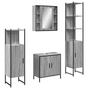 Set Mobili da Bagno | Armadio da bagno 4 pz Grigio Sonoma in Legno Multistrato