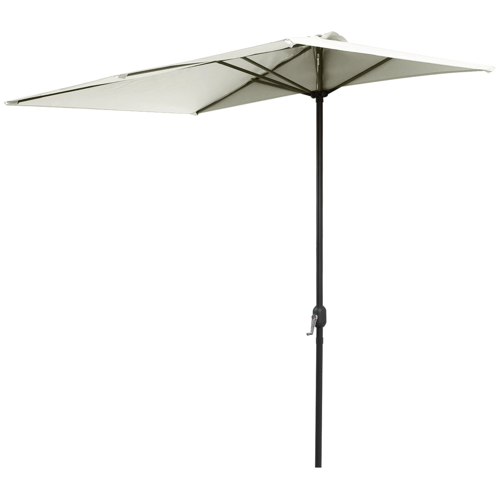Ombrellone da Parete Mezzaluna Salvaspazio con Apertura a Manovella, Beige