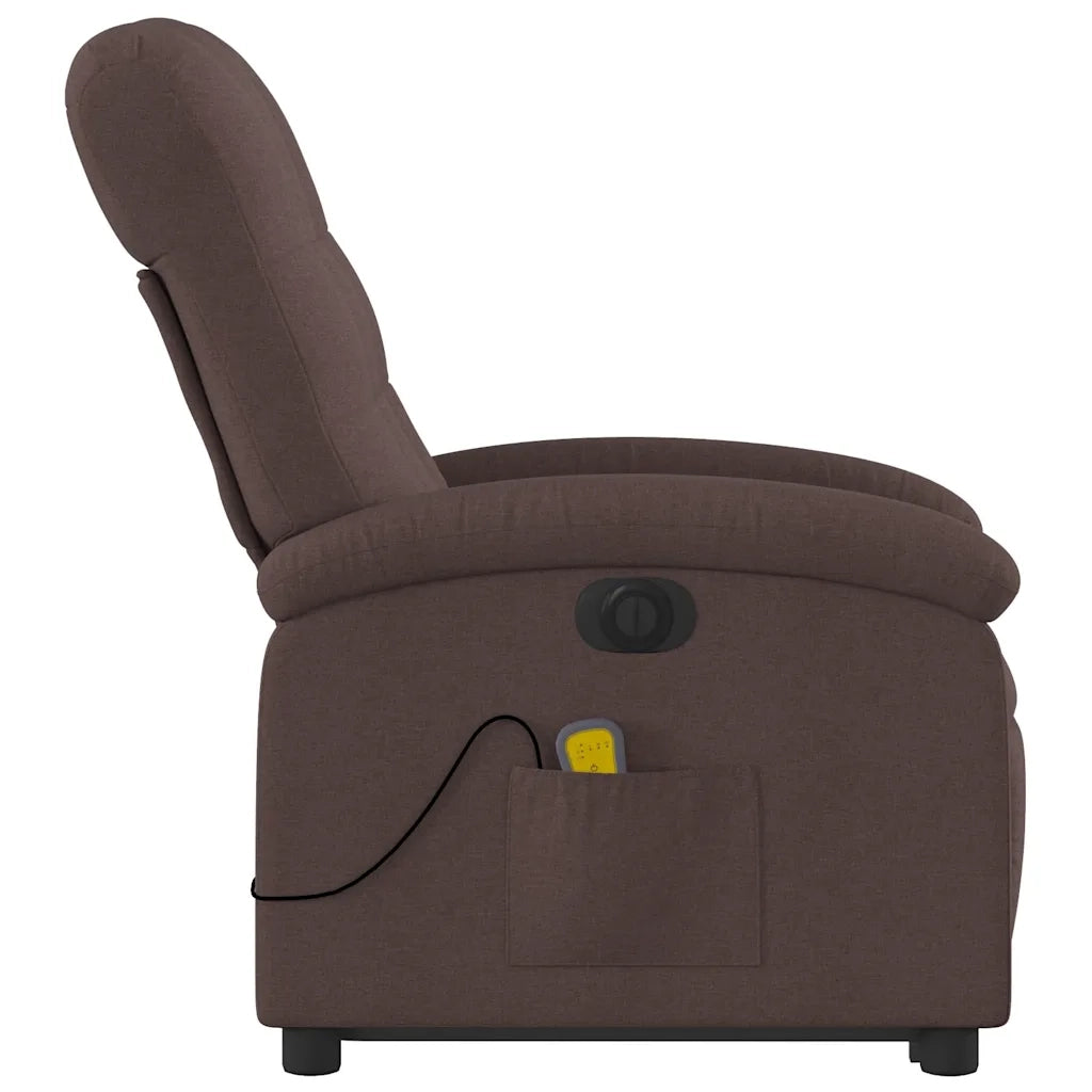 Poltrona Alzapersona Massaggio Elettrica Marrone Scuro Tessuto 3204133
