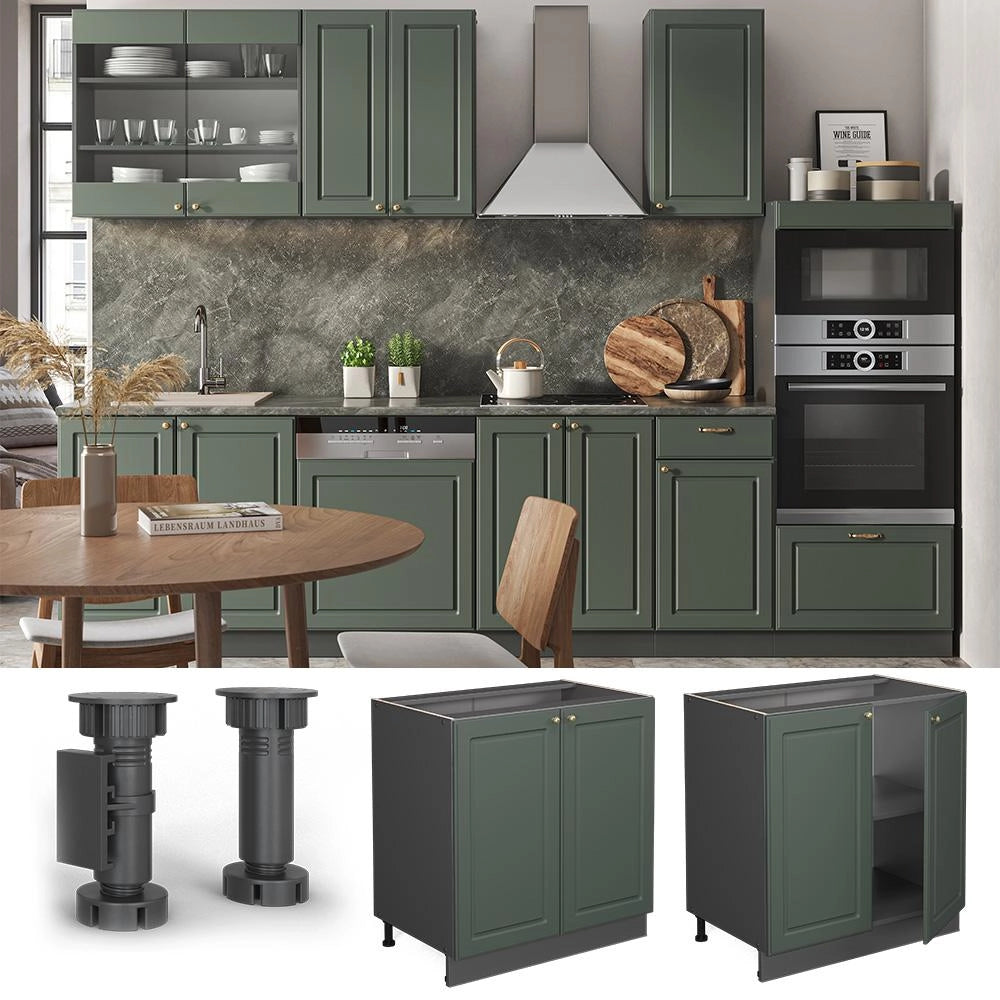 Mobile lavello cucina Fame-Line Verde-oro rustico/Antracite 80 cm con ripiano, PL Rovere Vicco