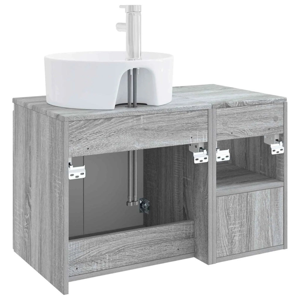 Set di mobili per il bagno 2 pz Sonoma grigio 3404080