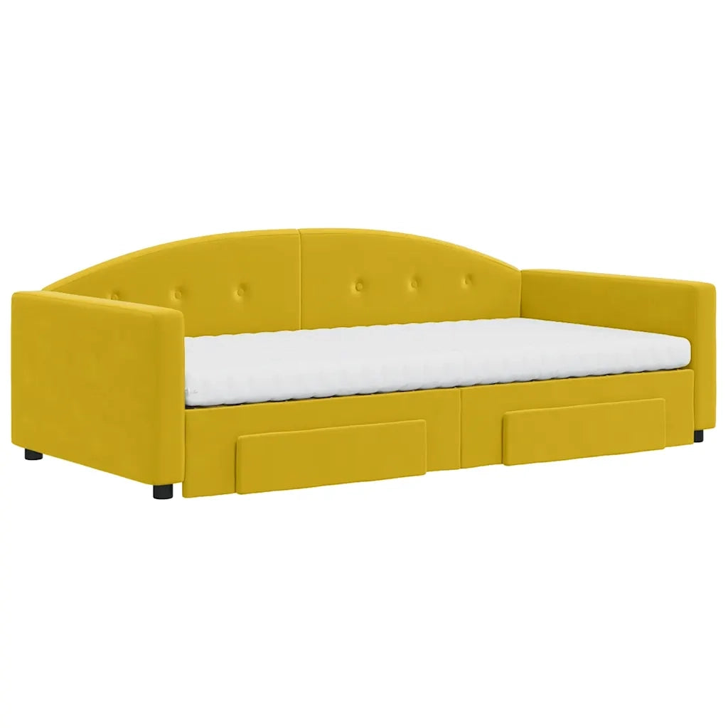 Divano Letto Estraibile con Cassetti Giallo 100x200cm Velluto 3197385