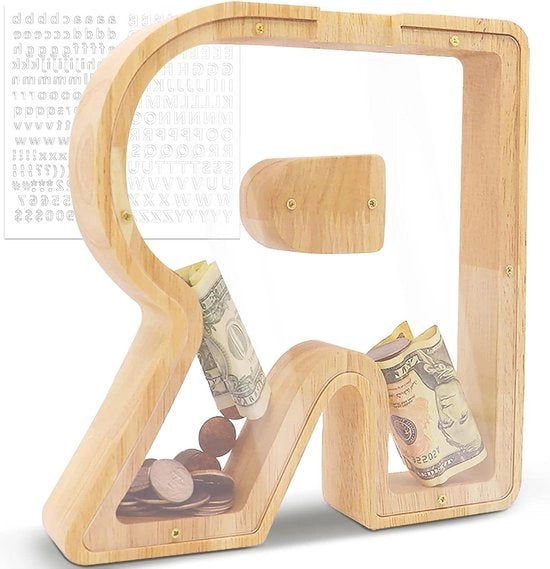 Lettere di legno trasparenti grandi - personalizzate e divertenti - 23 x 4 x 23 cm - per bambini - regalo di compleanno - decorazione per la casa - ricordo