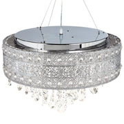 Lampadario in ferro argentato con finitura cromata Lampada a sospensione con cristalli Illuminazione in stile glamour