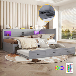 Divano letto daybed - Xylo - 140x200 cm LED USB contenitore grigio