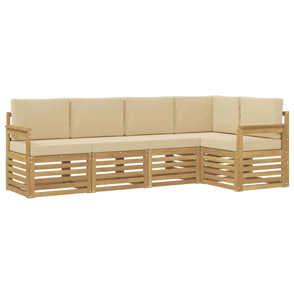 Set di divani da esterno 5 pcs Bianco e Beige