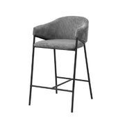Sedia da banco IMANY – Velluto a coste grigio scuro – Con braccioli – Piedi in metallo nero – Stile design/industriale