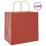 Sacchetti di Carta 250 pz con Manici Rossi 26x17x25 cm