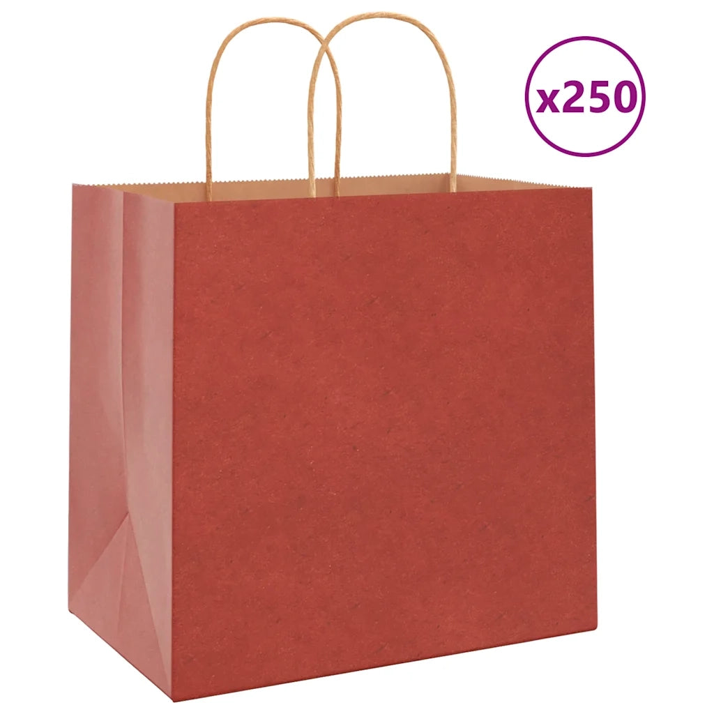Sacchetti di Carta 250 pz con Manici Rossi 26x17x25 cm