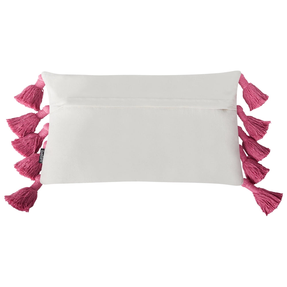 Set di 2 cuscini decorativi Rosa Bianco Cotone 30 x 50 cm con frange Cuscino moderno rettangolare Accessori decorativi Boho