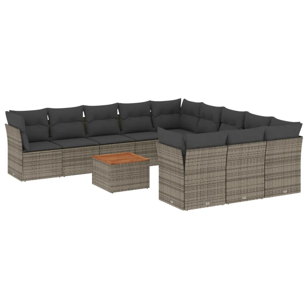 Set Divani da Giardino 12 pz con Cuscini Grigio in Polyrattan 3256242