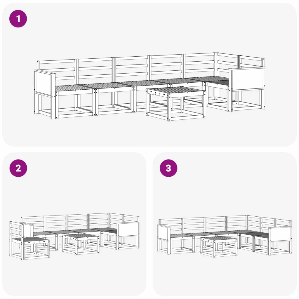 Set di divani da esterno 7 pcs Naturale 3385260