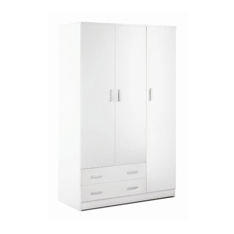 Armadio 3 Ante 2 Cassetti Kit Bianco Lisco cm 115x52x182h - Sarmog