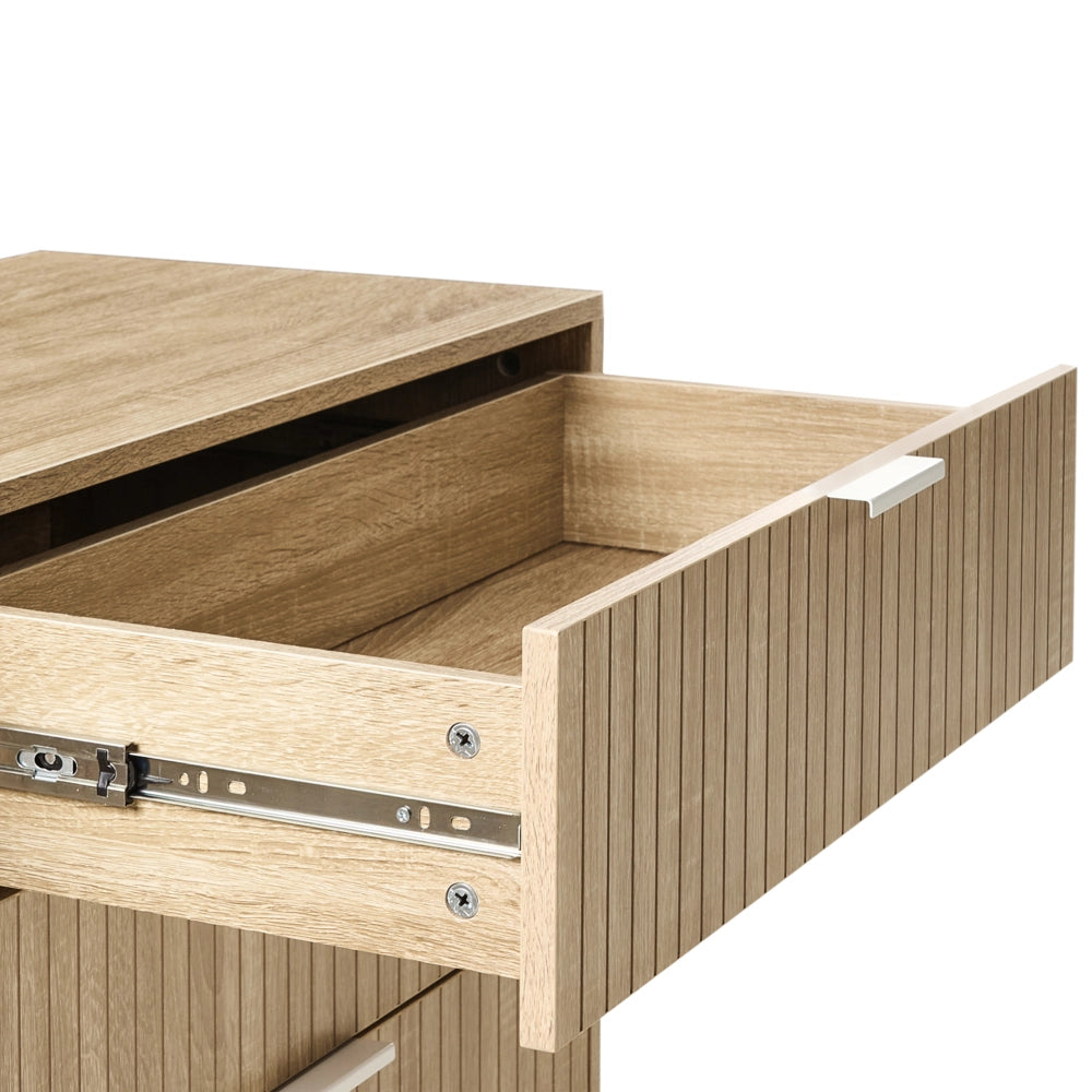 Cassettiera MDF 6 Cassetti marrone chiaro Maniglie Scanalate Frontali Design Moderno Camera da letto Soggiorno