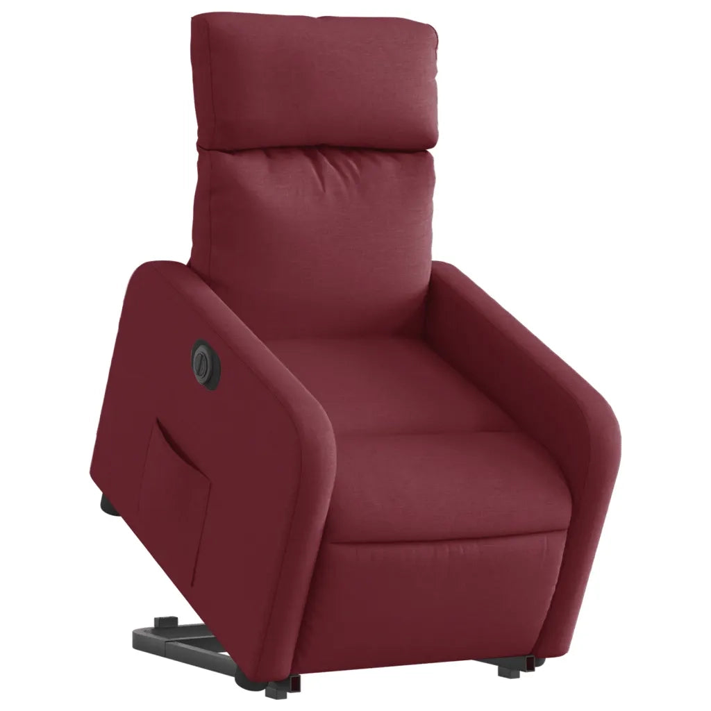 Divano Sedia-Poltrona Alzapersona Reclinabile Elettrica Rosso Vino Tessuto 143032