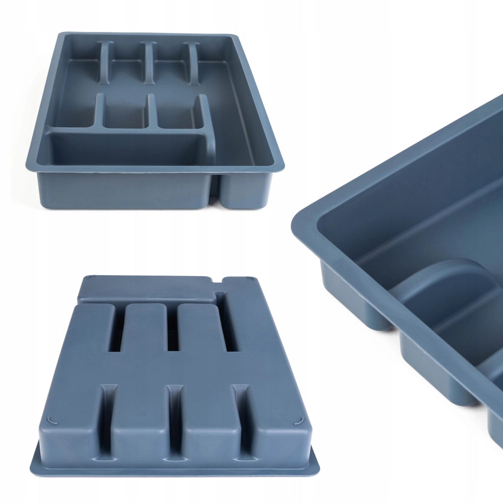 KADAX Inserto per cassetto, organizer per posate da cucina in plastica grigia, 25x36 cm